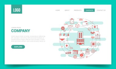Web sitesi şablonu veya iniş sayfası ana sayfa illüstrasyonu için daire simgesine sahip şirket iş kavramı
