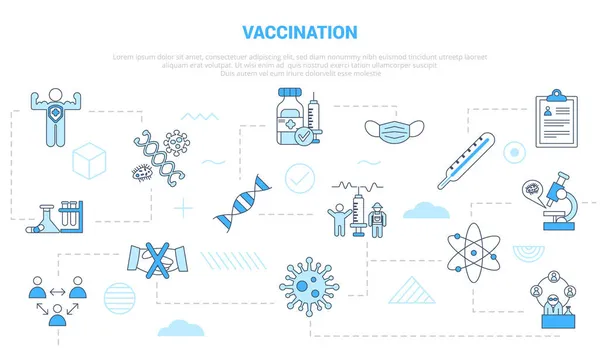 Вакцинация Концепция Иконкой Набор Шаблонов Баннер Современным Синим Цветом Стиль — стоковый вектор