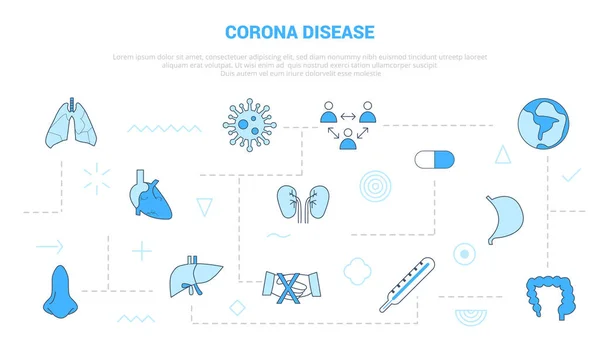 Corona Ziekte Concept Met Pictogram Set Sjabloon Banner Met Moderne — Stockvector