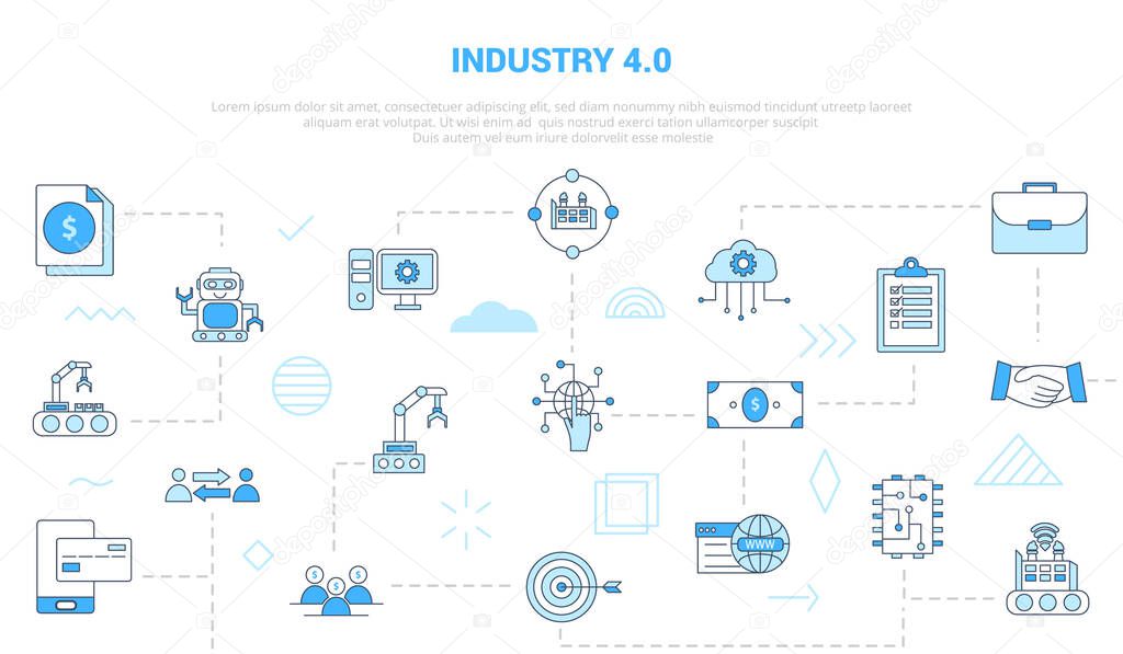 industry 4.0 concept with icon set template banner with modern blue color style vector illustration