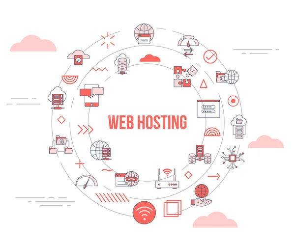 Web Sito Web Concetto Hosting Con Icona Impostare Banner Modello — Vettoriale Stock