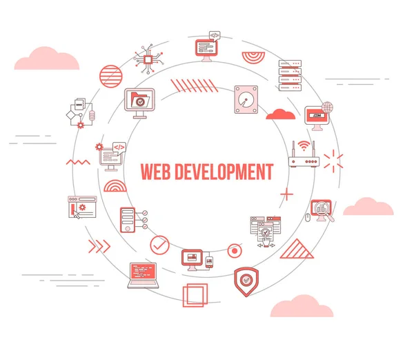 Concetto Sito Web Sviluppo Web Con Icona Set Banner Modello — Vettoriale Stock