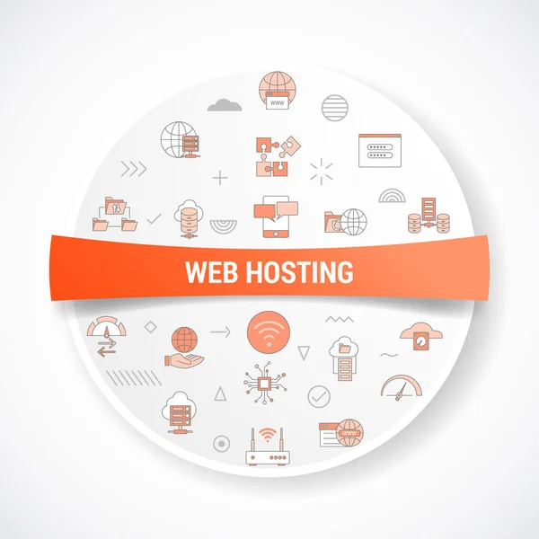 Concetto Web Sito Web Hosting Con Concetto Icona Con Forma — Vettoriale Stock