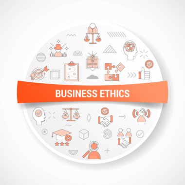 Rozet vektörü için yuvarlak veya daire şeklinde simge kavramına sahip iş ahlakı kavramı