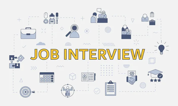 Job Interview Concept Met Icoon Set Met Groot Woord Tekst — Stockvector