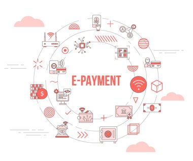 Simge ayarlı elektronik konsept şablon ve yuvarlak şekil çizimi