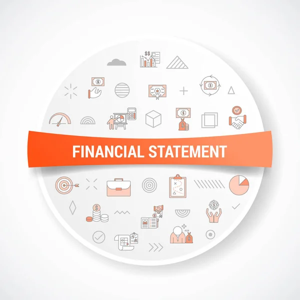 Financial Statement Business Personal Concept Icon Concept Circle Shape Badge — стоковый вектор
