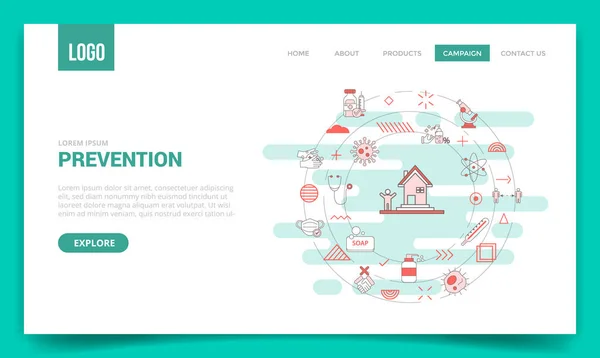 Prevention Virus Spread Concept Circle Icon Website Template Landing Page — Vector de stock