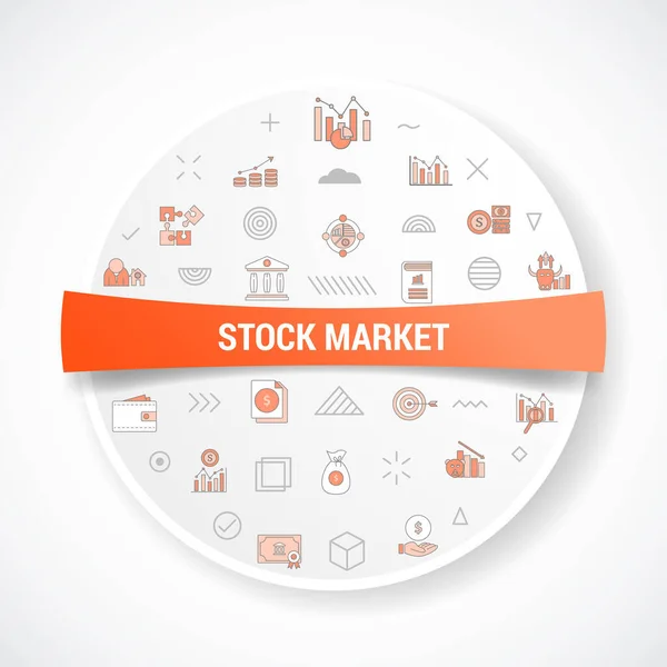 Stock Market Concept Icon Concept Circle Shape Badge Vector Illustration — Stock Vector