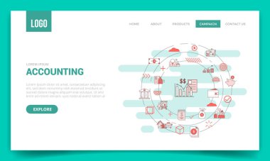 accounting concept with circle icon for website template or landing page homepage vector illustration
