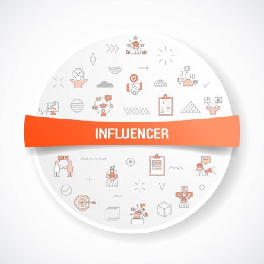 Rozet vektörü illüstrasyonu için yuvarlak veya daire şekilli ikon kavramına sahip etkili kavram