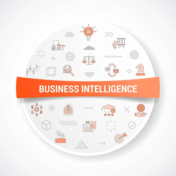 Business Intelligence Concept Icon Concept Circle Shape Badge Vector Illustration — 图库矢量图片