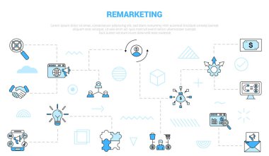 remarketing concept with icon set template banner with modern blue color style vector illustration