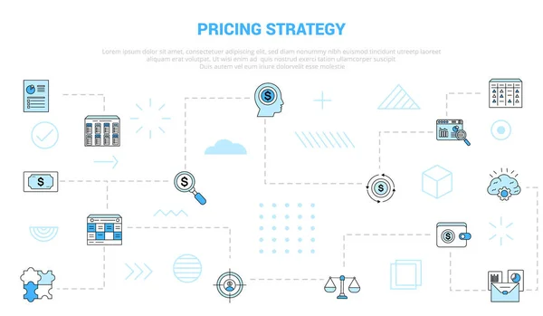 Pricing Strategy Concept Icon Set Template Banner Modern Blue Color — Stock Vector