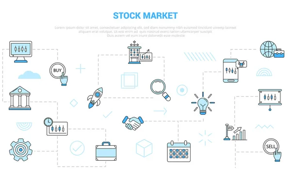 Stock Market Concept Icon Set Template Banner Modern Blue Color — Stock Vector