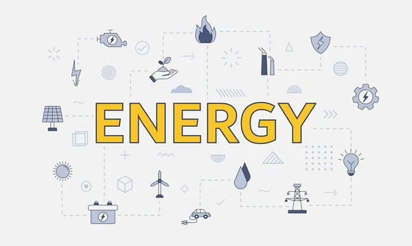 Energy Concept Icon Set Big Word Text Center Vector Illustration — Stock vektor