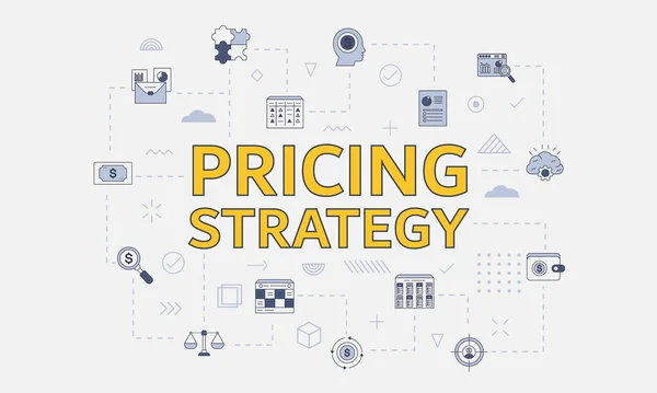 Pricing Strategy Concept Icon Set Big Word Text Center Vector — Stock Vector