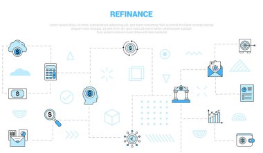 Modern mavi renk biçimi illüstrasyonlu simge şablon pankartı ile kavramı yeniden finanse et