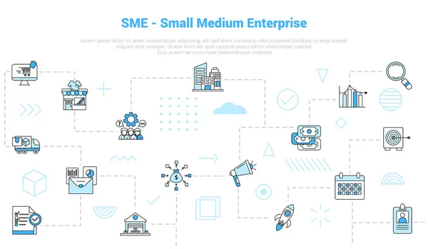 Sme Small Medium Enterprise Concept Mit Icon Set Template Banner — Stockvektor