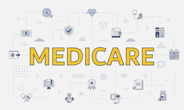 Medicare Έννοια Εικονίδιο Που Μεγάλη Λέξη Κείμενο Στο Κέντρο Διανυσματική — Διανυσματικό Αρχείο