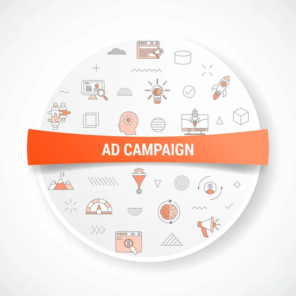 Concepto Campaña Publicitaria Con Concepto Icono Con Forma Redonda Circular — Vector de stock