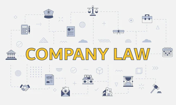 Company Law Concept Icon Set Big Word Text Center Vector — Stock Vector