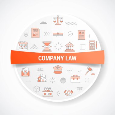 Rozet çizimi için yuvarlak veya daire şeklinde simge kavramına sahip şirket hukuku kavramı