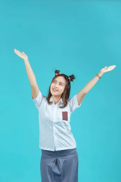 Indonesian Female High School Students Wear Gray White Uniforms — Stock Photo, Image