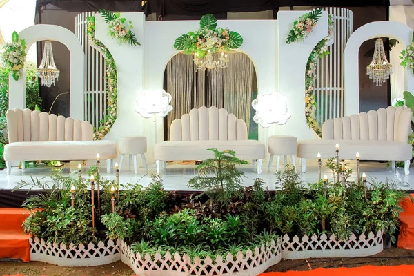 Wedding Decorations Wedding Backdrop Flowers Indonesian Wedding Decorations — Foto de Stock