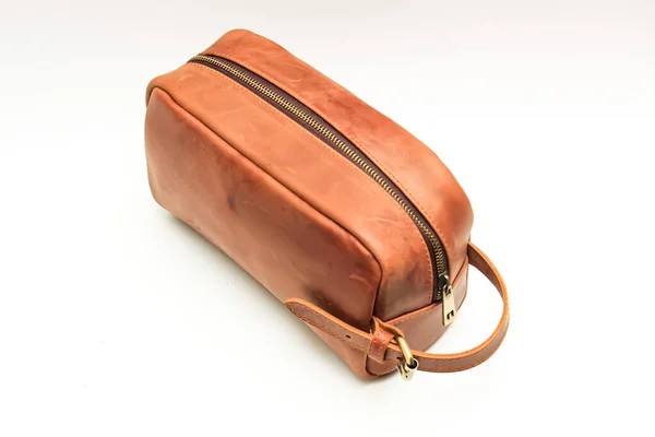 Side Pouch Bag Detail Made Leather Brown Leather — Stockfoto