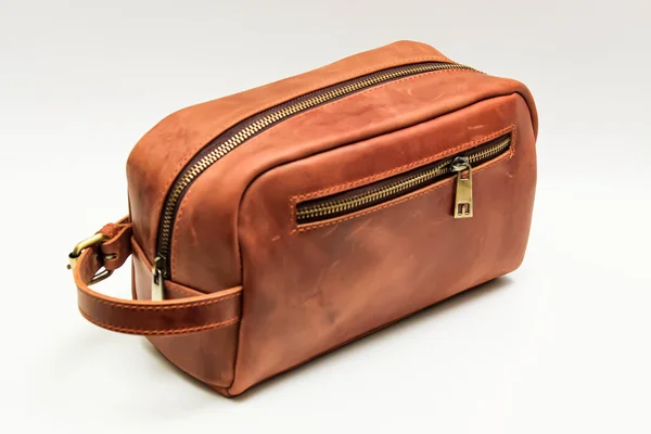 Side Pouch Bag Detail Made Leather Brown Leather — Fotografia de Stock