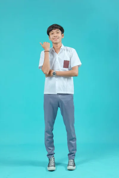 Indonesian Male High School Students Wearing Gray White Uniforms — Foto de Stock