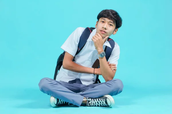 Indonesian Male High School Students Wearing Gray White Uniforms — Foto Stock