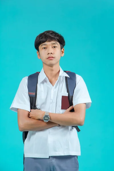 Indonesian Male High School Students Wearing Gray White Uniforms — Stok Foto