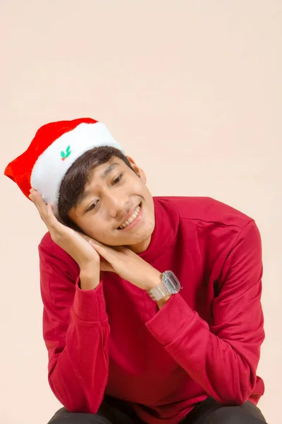 Young Asian Men Using Celebrating Christmas — Stock Fotó