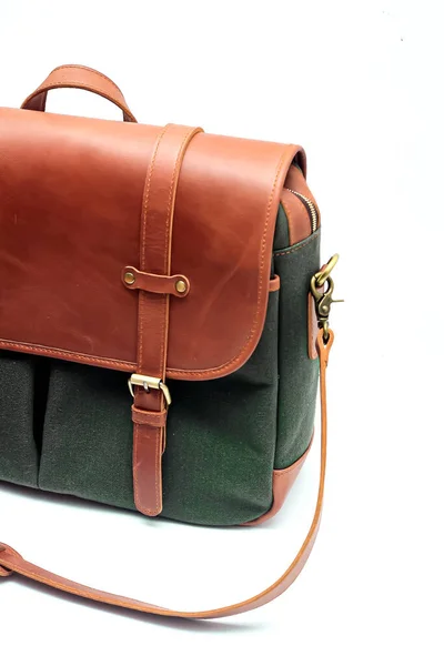 Leather Bag Details Isolated White Background — Fotografia de Stock