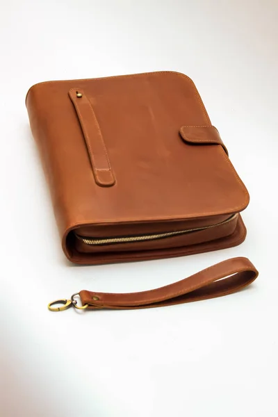 Leather office bag details. Brown Leather Bag