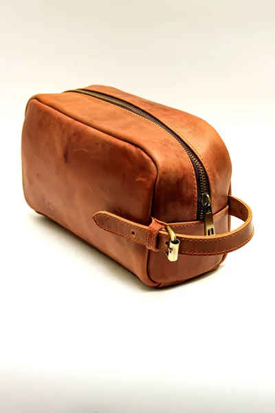 Pouch Bag Detail Made Leather Brown — Stok fotoğraf