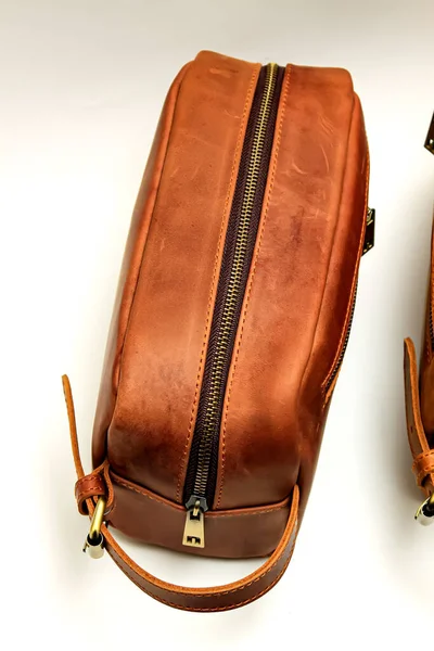 Pouch Bag Detail Made Leather Brown — Stockfoto