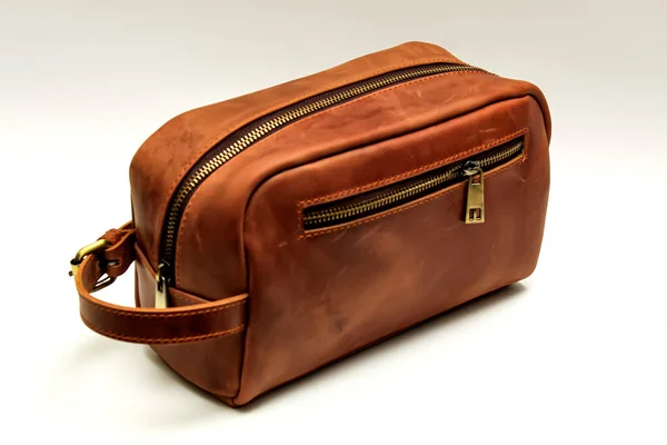 Pouch Bag Detail Made Leather Brown — Stockfoto