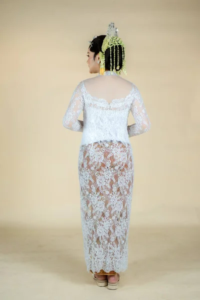 Beautiful Model Wearing Javanese Indonesian Wedding Dress — Stock fotografie