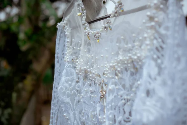 Detail Wedding Dress Beautiful Wedding Dress Decoration Close — Photo
