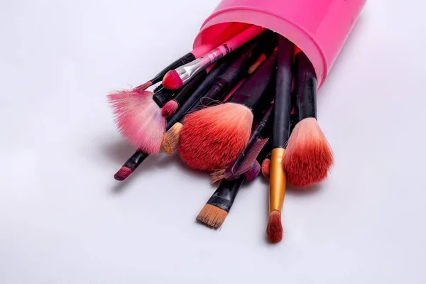 Mua Girly Concept Eyeshadow Palette White Background Makeup Brush White — Stockfoto