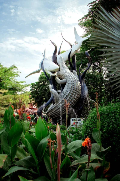 Surabaya Indonesia June 2022 Statues Suro Boyo Surabaya Zoo Crocodile — Photo