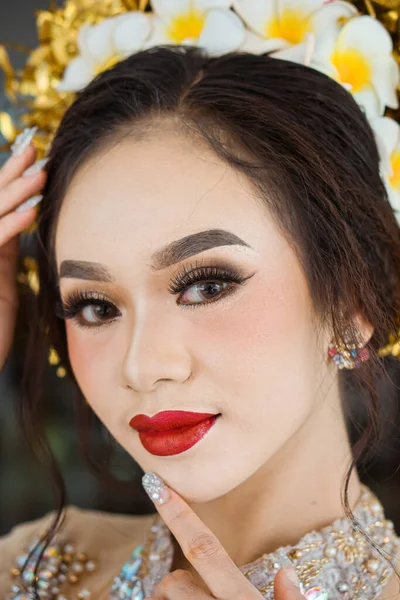 Beautiful Indonesian Woman Wearing Kebaya Kebaya Type Upper Garment Traditionally —  Fotos de Stock