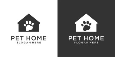 Pet Home vector logo design template on black and white background.