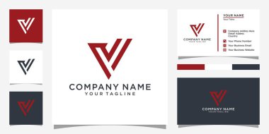Letter V or VV logo design template vector with business card design.