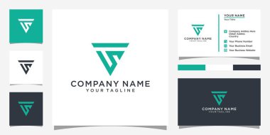 TS or ST letter logo design vector template with business card design.