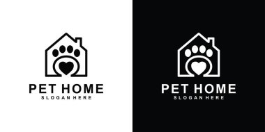 Pet Home vector logo design template on black and white background.