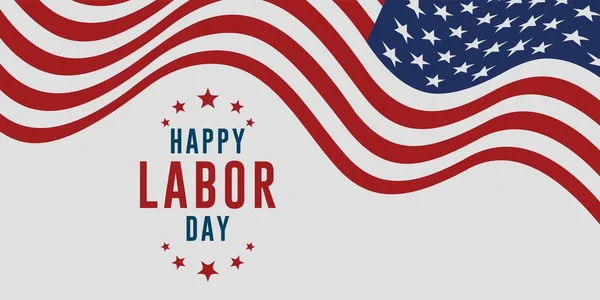 Happy Labor Day Vector greeting card or invitation card. Illustration of an American national holiday with a US flag.